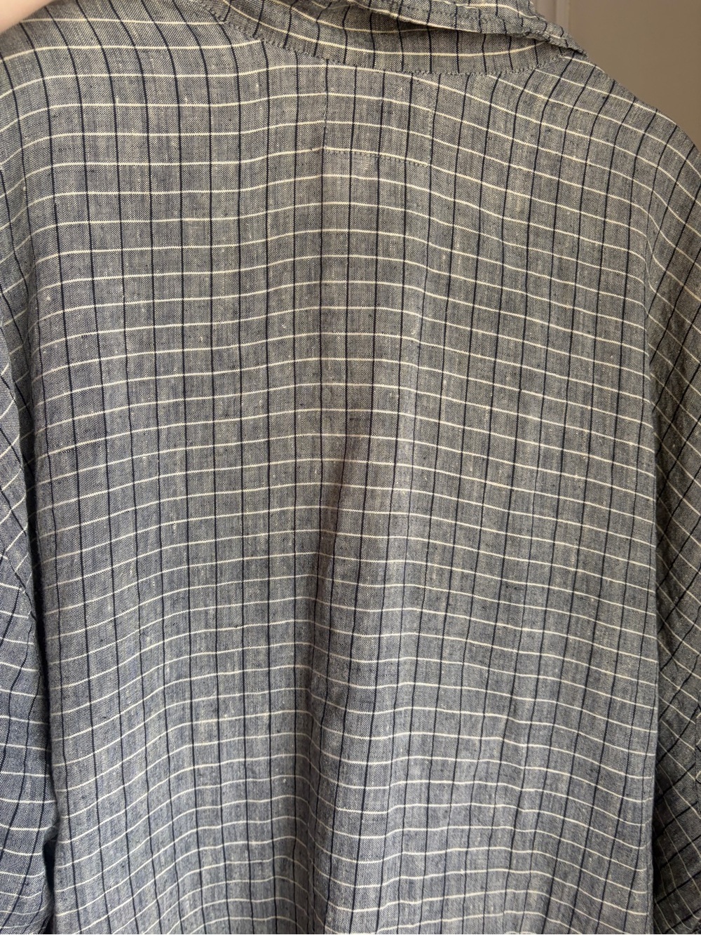 Flax Windowpane Linen Shirt Dress in Gray, black and Cream plaid - Picture 9 of 17